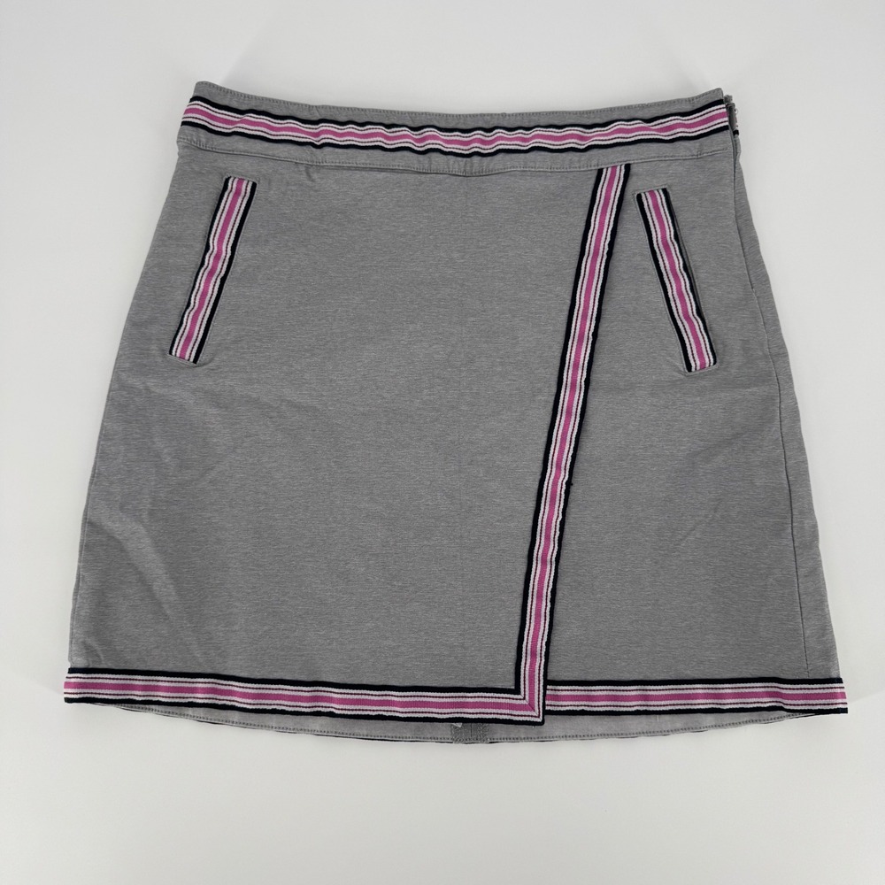 Lady Hagen Golf Skort Women's 4 Gray Stretch‎ Pull On Built In Shorts Pink Trim